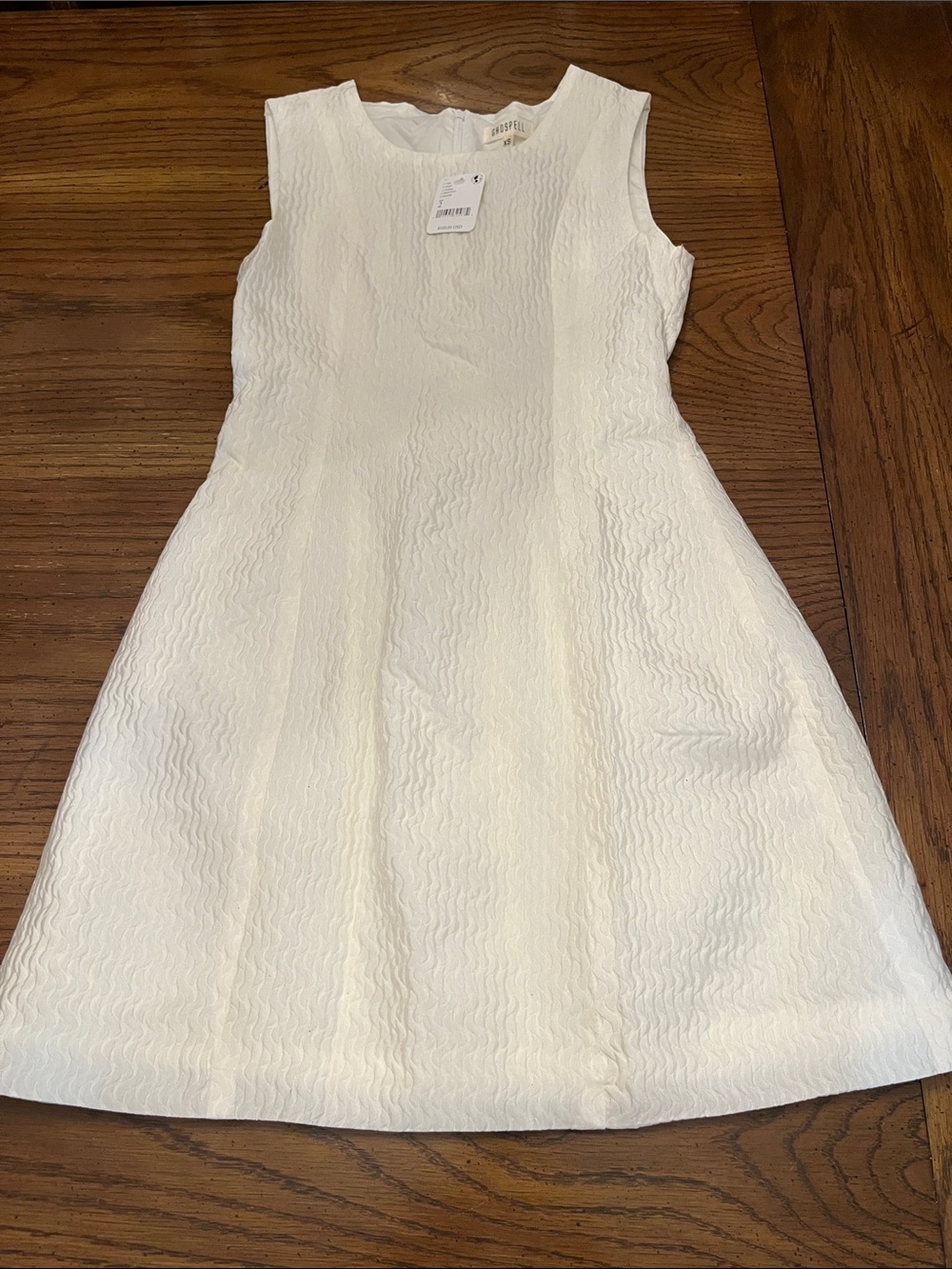 Ghospell Textured Sleeveless Ivory‎ A-Line Mini Dress, size XS, new with tags